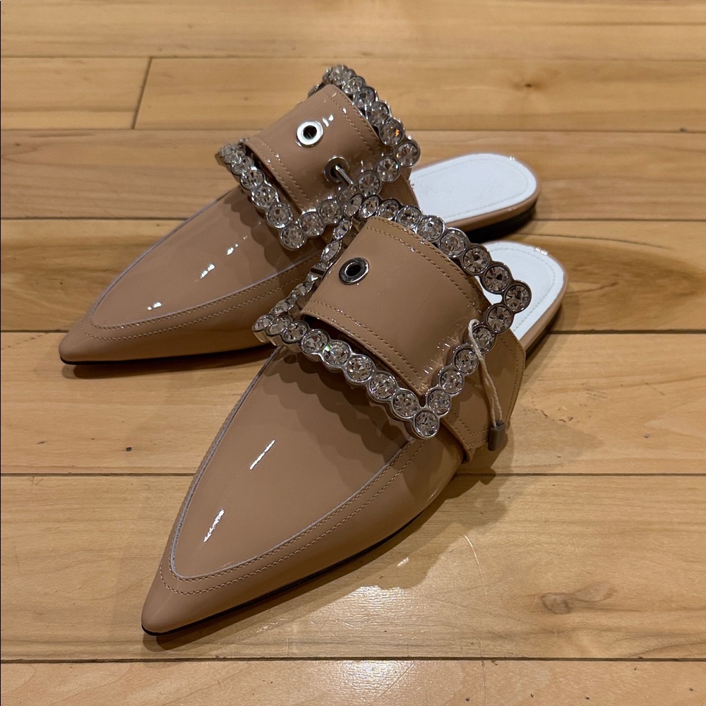 Maison Martin Margiela Beige Crystal-Trimmed Mules - Picture 2 of 13